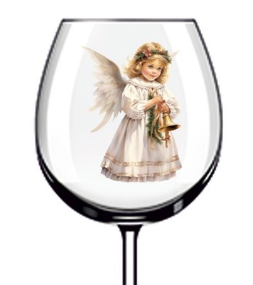 12x Bunter Weihnachtsengel UVDTF Aufkleber-Becher Weinglas Flasche Becher