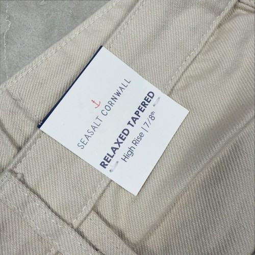 Pantalones de mezclilla Sea Salt Cornwall Towan para mujer talla 20 crema tiro alto relajados cónicos - Imagen 5 de 14