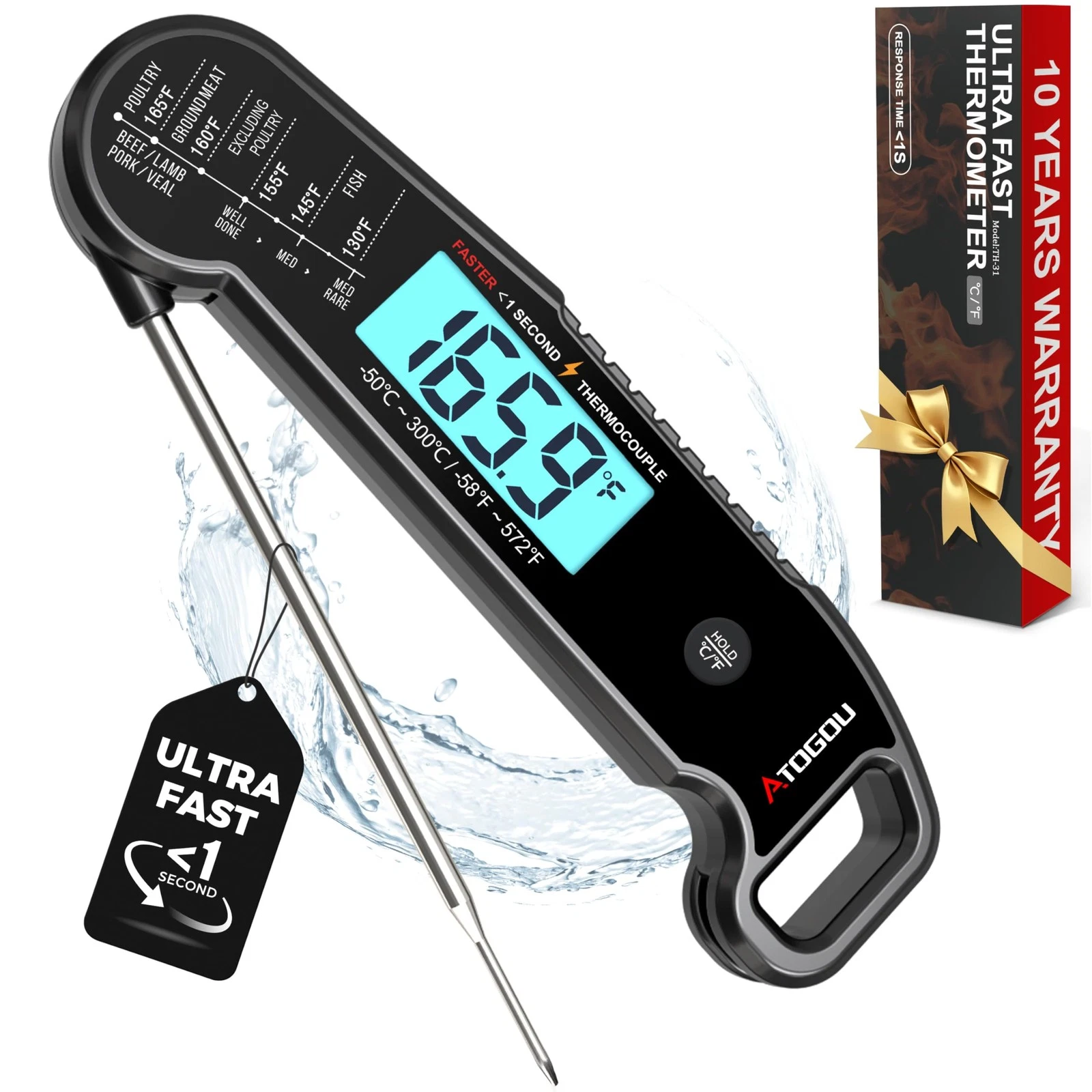 Meat Thermometer, Professional Instant Read Food Thermometer, 1 Sec Response,...