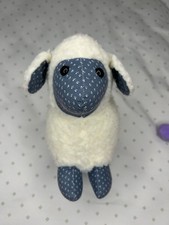 Cute Plush Sheep Lamb Stuffed Animal White Blue Fabric Soft Toy