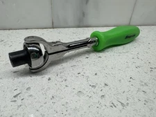 Snap-on 1/4" Hex 6 7/8" GREEN Hard Handle Round SWIVEL Head Ratchet THNFDM72