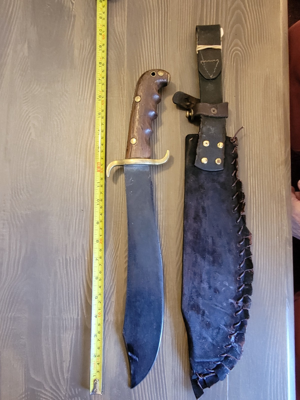 Antique Modified WWI BOLO/Clip-Point Bowie Knife w/Custom Sheath