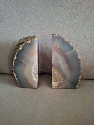 Buchstützen Geode blau/grau