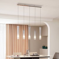 Lucande Led Pendelleuchte 'Korvitha' Dimmbar (Modern) In Alu Aus Glas (5 Flammig