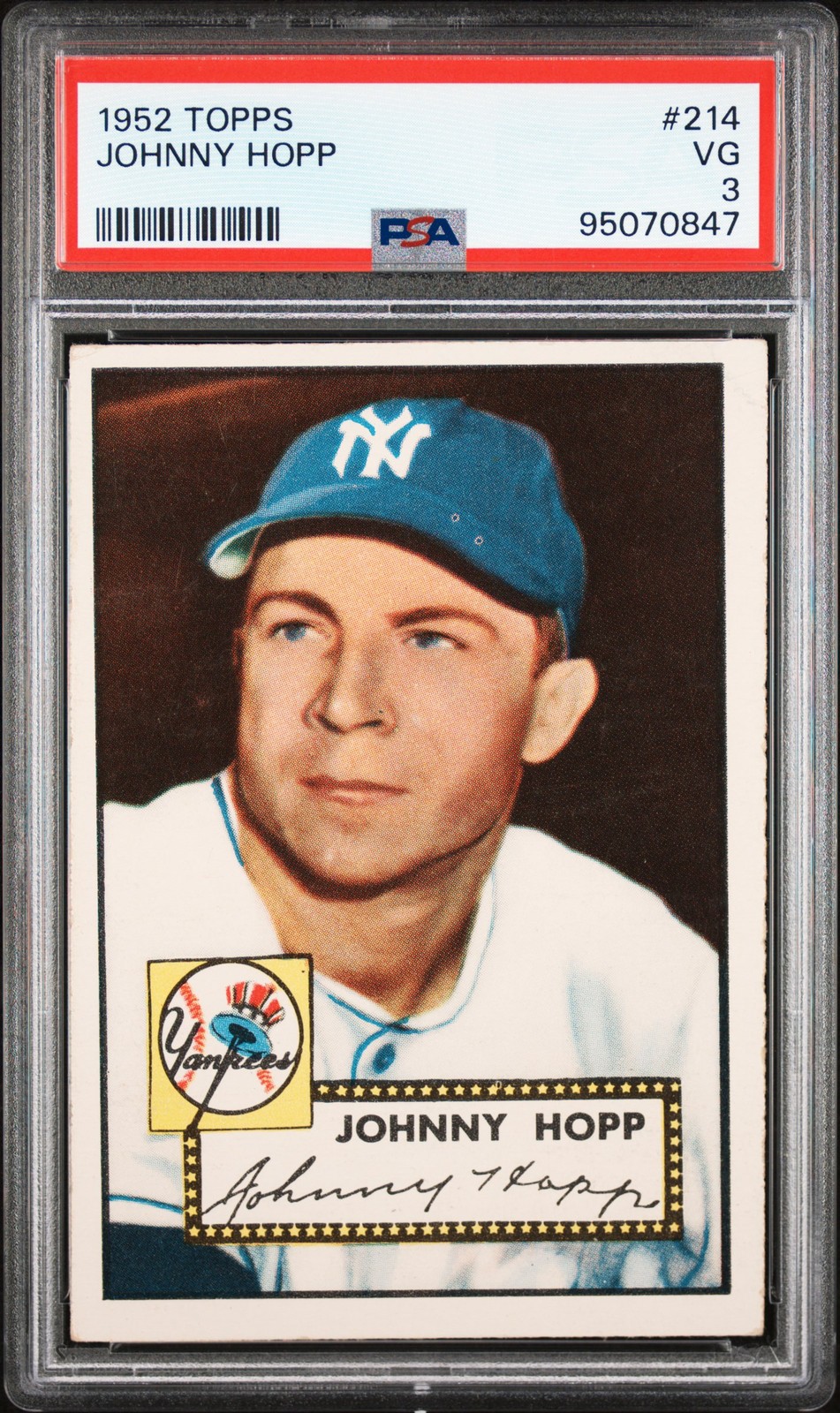 1952 TOPPS #214 JOHNNY HOPP PSA 3