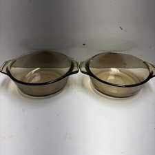 2 Vintage L'Ovenware 12oz Amber Casserole Dish No. 1072