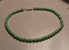 Vintage Hong Kong UV Reactive Lime Green Plastic Drum Bead Necklace Blacklight — photo 1