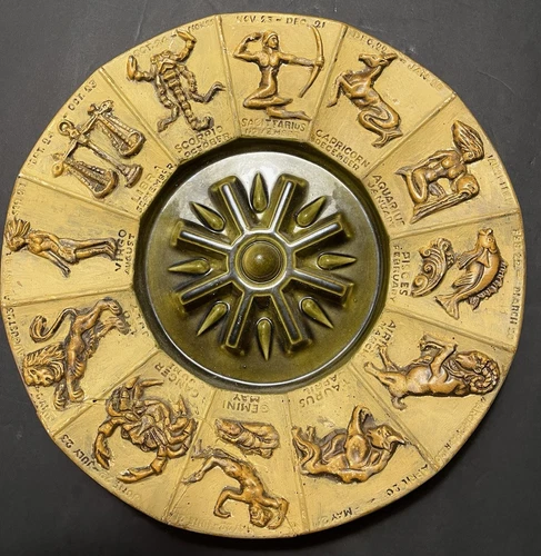 MCM  HAEGER RARE ZODIAC POTTERY WALL PLAQUE  #8134