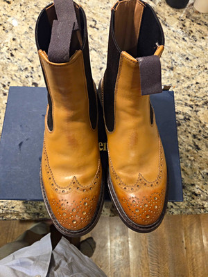 Tricker's HENRY Country Dealer Wingtip Chelsea Ankle Boots UK8.5 Antique Acorn