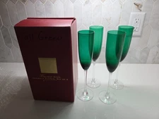 Lenox Holiday Gems Emerald Champagne Flutes Set 4 Crystal