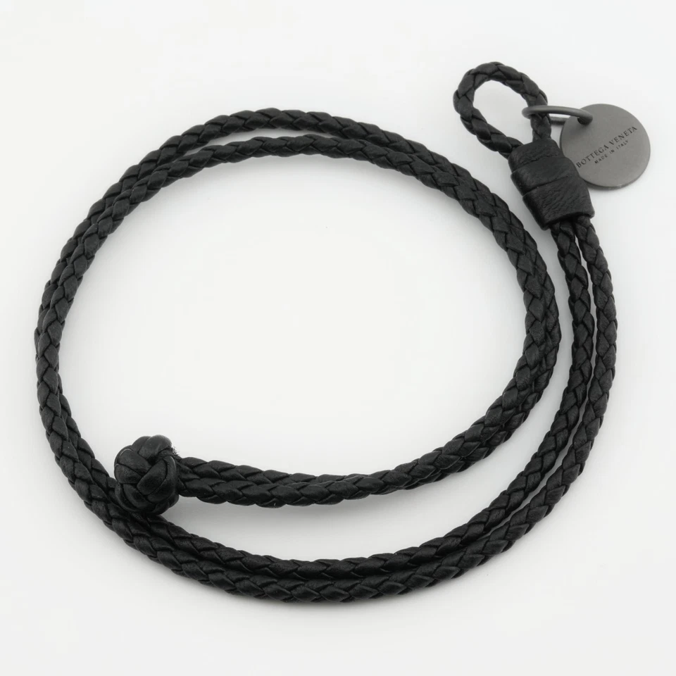 READ Bottega Veneta Nappa Leather Intrecciato Wrap Bracelet Black - Image 2 of 4