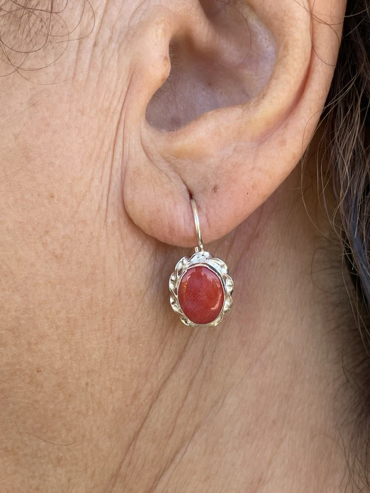 Orecchini in argento 925 e Corallo rosso naturale - Immagine 4 di 4