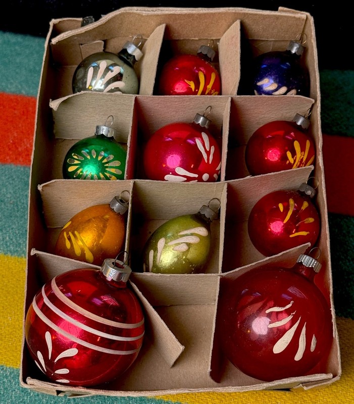 Vintage North American Glass? Christmas Ornaments Lot Of 11