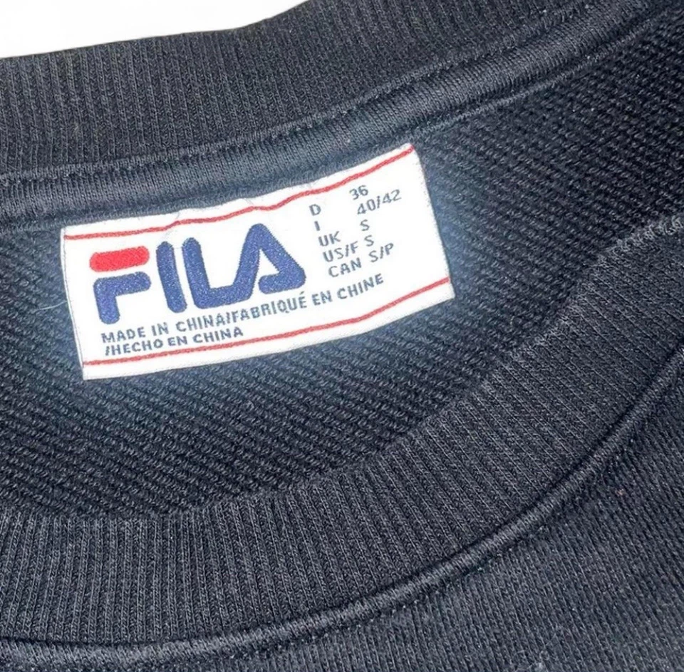 FILA Sudadera Pullover Cuello Redondo Colorido Logo Negro Cómoda Para Mujer Talla Pequeña Y2K Foto 4 de 4