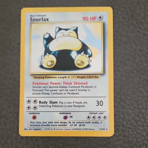 Pokémon Snorlax 11/64 Foil 1999 Card Misprint No Jungle Symbol Moderately Played