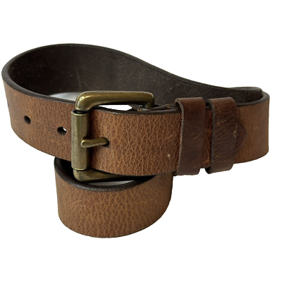 Fabulous Vtg brown genuine cowhide wide belt Size 12 Genuine Top Grain Cowhide Brown Leather Belt 25.5  main image 4