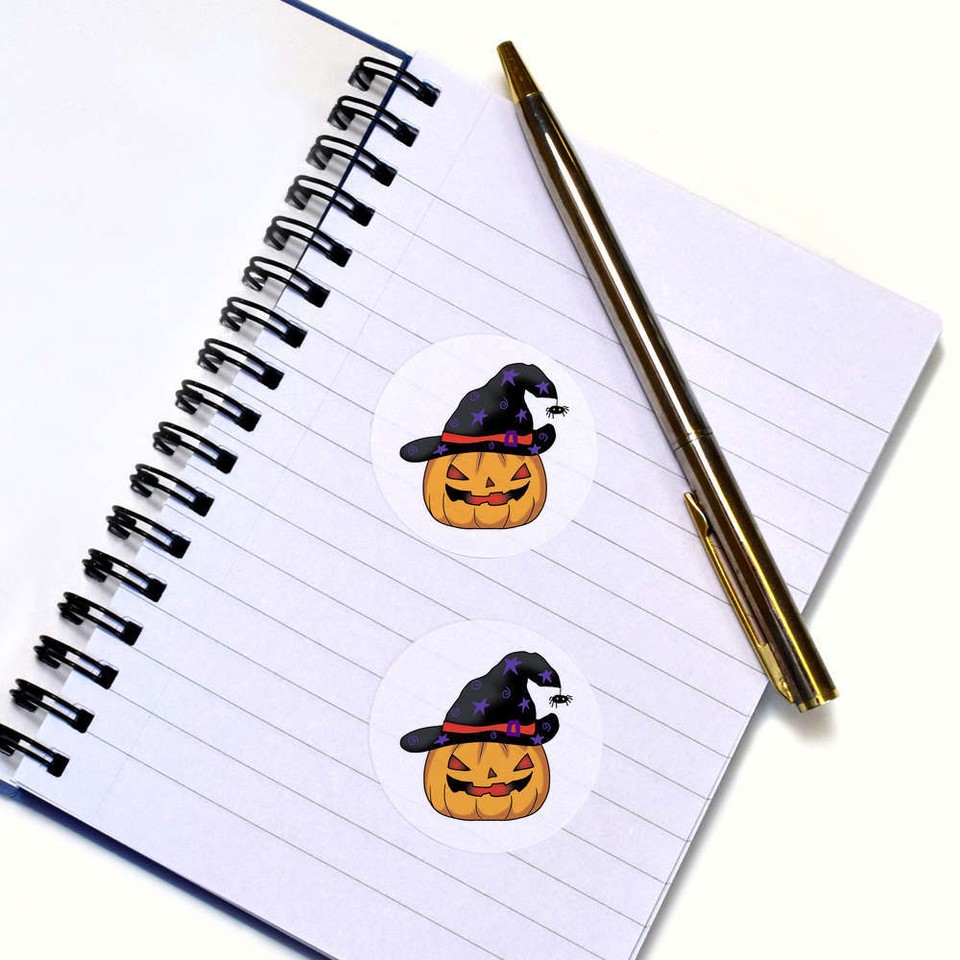 24 x 40mm Round 'Halloween Pumpkin' Stickers (SK00068832) eBay