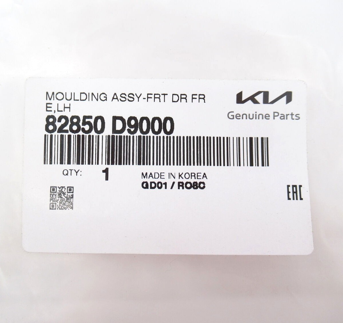 Genuine Kia 82850 D9000 Driver LH Front Door Upper Chrome Trim