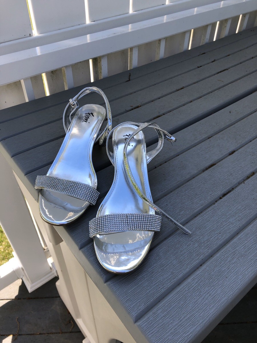 Fioni Silver Rhinestone Strappy Heels Brand New