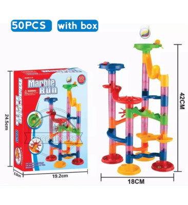 Marble Run Race Track Building Blocks 3D Maze Ball Roll Toy - DIY Christmas Gift