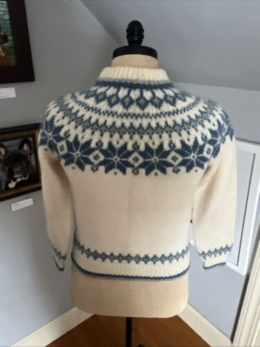 Dale Of Norway Sweater Women’s Small Cream Blue Pure Wool Fair Isle Cardigan - Picture 5 of 8