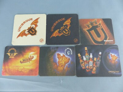 Lot of 6 different UNIBROUE beer mats bierviltje Bierdeckel D24