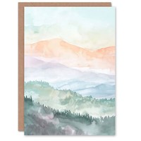 Berg Nebel Wald Landschaft Wandern Geburtstagskarte