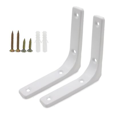 2 Pack Wall Shelf Support Bracket, 4 Inch White L Corner Wall Mount Brackets