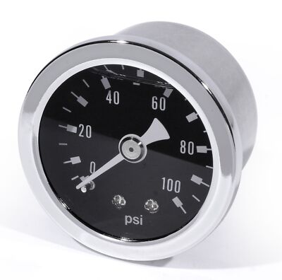 Öldruckmanometer-Anzeige Chrom Schwarz -100 PSI 6 Bar Motorrad Auto Boot Harley
