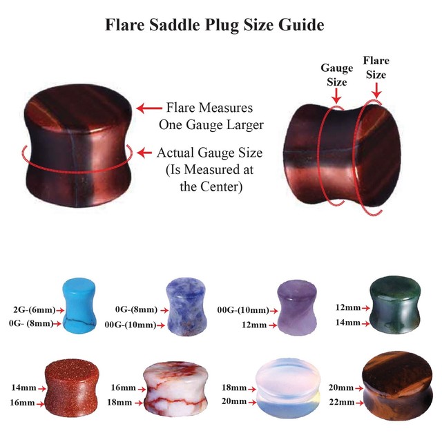 BodyJ4You 18PC Stone Ear Plugs Double Flare Saddle 8G16mm Stretching