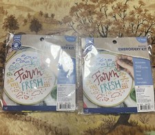 6" Hoop 'Farm Fresh' Rustic Embroidery Cross Stitch Kit ArtSkills Brand -2 Count