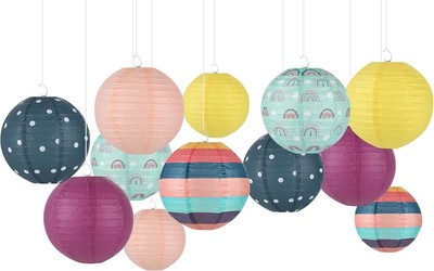 12pcs Classroom Decorations Paper Lanterns Set Boho Hanging Green 