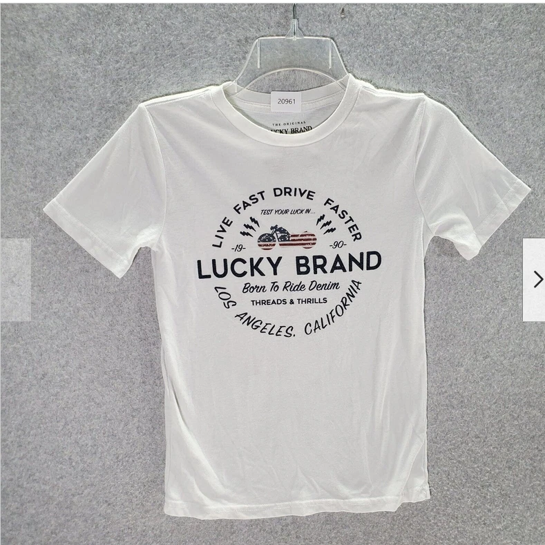 LUCKY BRAND BOYS GRAPHIC SHORT SLEEVE T-SHIRT(WHITE CLOUD L 14/16)NWT Foto 4 de 4