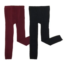 Wrapables Burgundy and Black Cotton Heart Knit Leggings for Toddlers, 5-6 Yrs