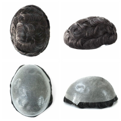 Mens Toupee Human Hair Replacement System for Men 0.08mm Thin Skin Hair Pieces