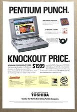 Vintage 1996 Original Print Ad Full Page - Toshiba - Pentium Punch
