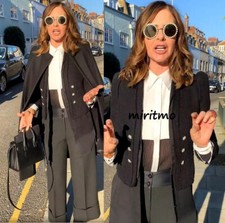 A843 ZARA BLACK BLAZER WITH CUFFS POPLIN BUTTONS GEMS JACKET TRINNY - XS