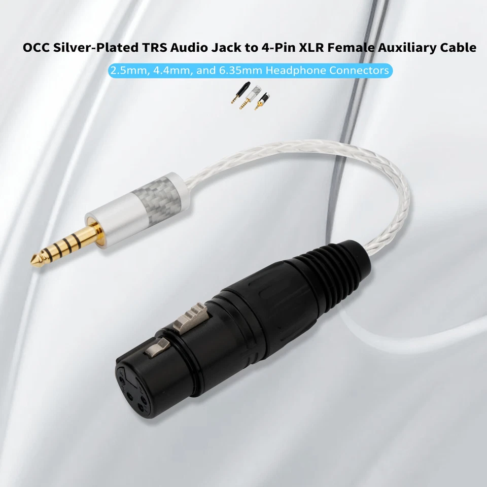 Audio 2.5mm/3.5mm/4.4mm/6.35mm Male to 4 Pin Female Extension Headphone Cable - Image 2 of 4
