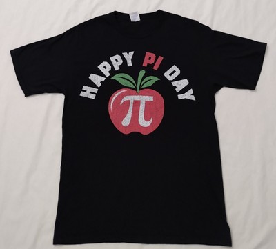 HAPPY PI DAY T-SHIRT SIZE MEDIUM BLACK APPLE