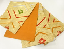 Light Gold Vintage Silk Japanese Kimono Fukuro Obi Belt Table Runner Hanging FO