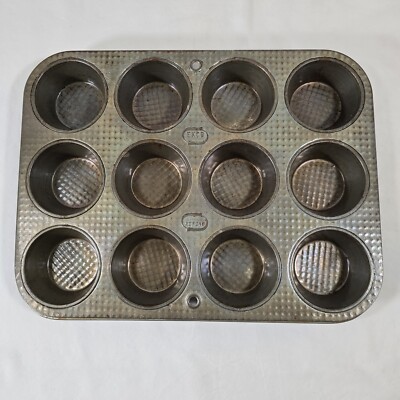 Vintage EKCO Ovenex Starburst Metal, 12 Muffin, Cupcake Baking Pan X120 