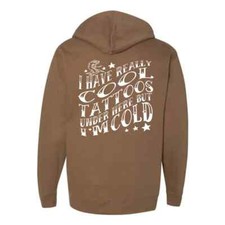 NEW InkAddict UNISEX TATTED & COLD Hoodie SADDLE SMALL-3XLARGE MADE IN USA