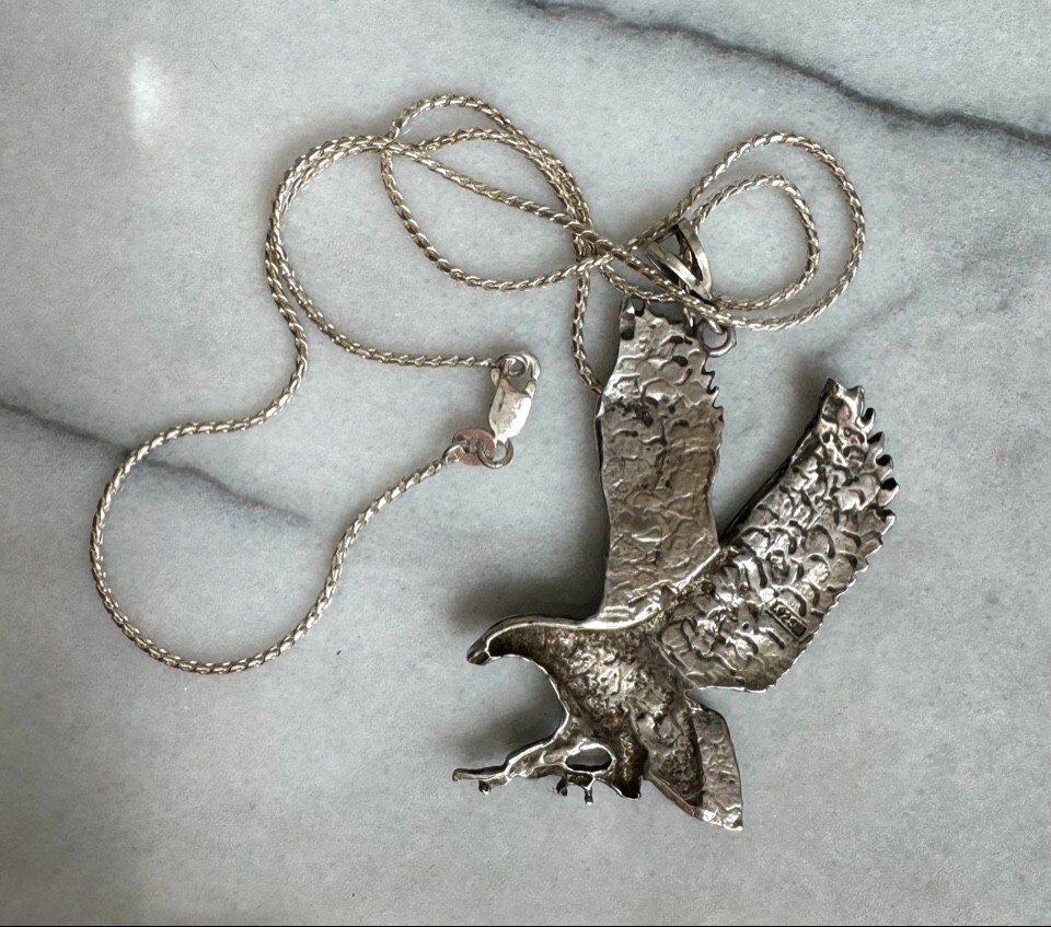 LARGE SOLID CAST 925 STERLING SILVER EAGLE PENDAN… - image 4