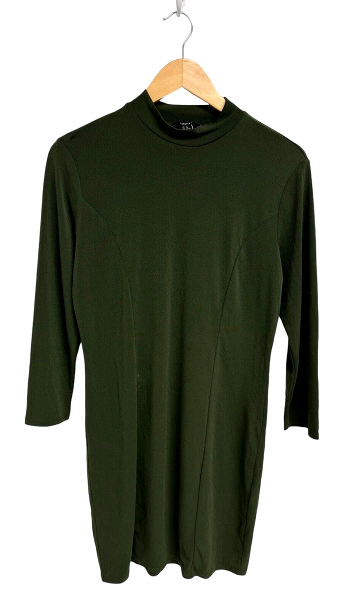 Forever 21 pullover dress mock neck 3/4 sleeve olive green size XL Forever 21 pullover dress mock neck 3/4 sleeve olive green size XL