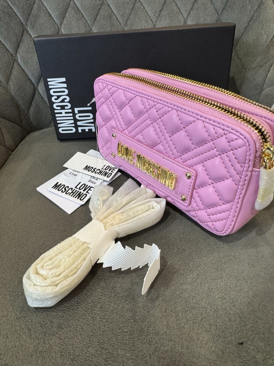 LOVE MOSCHINO SUPER QUILTED CHAIN CROSS BODY BAG LILAC PINK RRP £146 #D2N