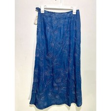 Talbots chambray denim skirt VTG wester peasant gypsy embroidery women 4P New
