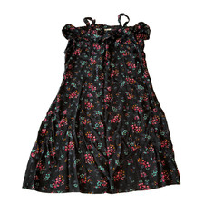 Sera Mini Dress Womens Size S Black Multicolor Floral Spaghetti Strap Side Zip