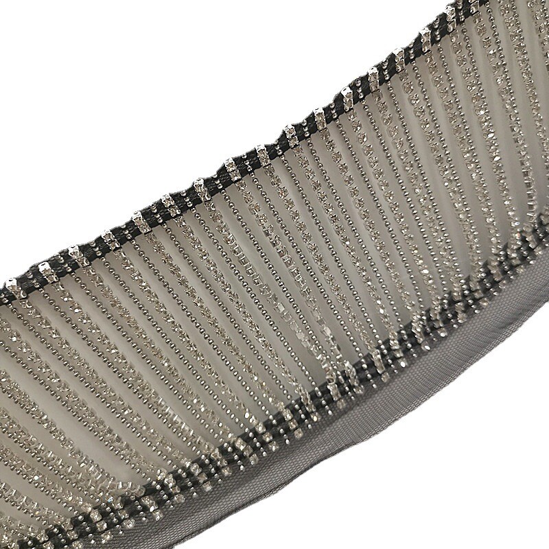 1 Yard Tassel Crystal Rhinestone Beaded Fringe Chain Mesh Trim Sewing Craft Diy