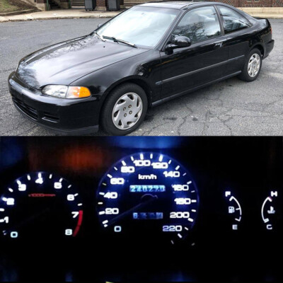 White LED Bulb Kit For Honda Civic EG 1992-1995 Instrument Cluster & Climate Control - 8 Bulbs, 6000K