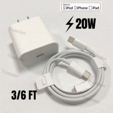 20W USB-C Power Adapter PD Fast Charger Cable For iPhone 13/12/11 Pro Max/X/iPad